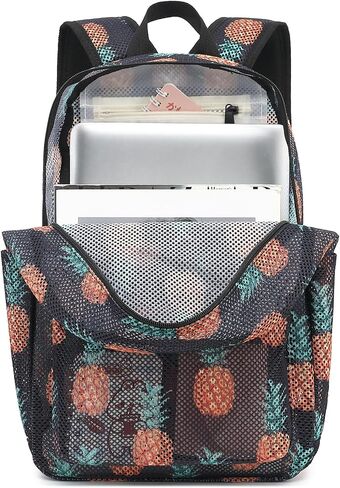 Strawberry Mesh Backpack for Girls Women, Semi-Transparent Kids School Backpack College Bookbag for Beach Gym Travel in Kuwait