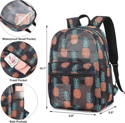 Strawberry Mesh Backpack for Girls Women, Semi-Transparent Kids School Backpack College Bookbag for Beach Gym Travel in Kuwait