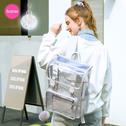17 "Flip Top Clear Backpack for Boys ، مجموعة معتمدة من 3pcs ، حقيبة كتب شفافة مقاومة للماء للحرم الجامعي/المدرسة (رمادي) in Kuwait