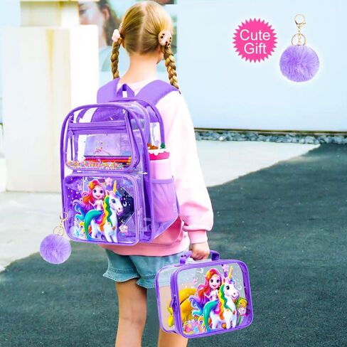 17 "Flip Top Clear Backpack for Boys ، مجموعة معتمدة من 3pcs ، حقيبة كتب شفافة مقاومة للماء للحرم الجامعي/المدرسة (رمادي) in Kuwait