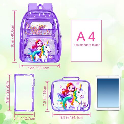 17 "Flip Top Clear Backpack for Boys ، مجموعة معتمدة من 3pcs ، حقيبة كتب شفافة مقاومة للماء للحرم الجامعي/المدرسة (رمادي) in Kuwait