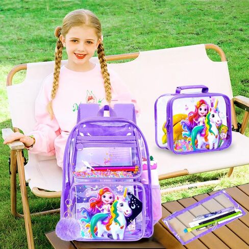 17 "Flip Top Clear Backpack for Boys ، مجموعة معتمدة من 3pcs ، حقيبة كتب شفافة مقاومة للماء للحرم الجامعي/المدرسة (رمادي) in Kuwait