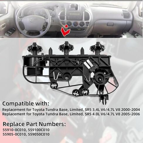 A/C Heater Climate Control Switch Module Panel with 3 Knobs Compatible with Toyota Tundra 2000-2006 3.4L 4.0L V6/ 4.7L V8 Replace 55910-0C010 55905-0C010 in Saudi Arabia