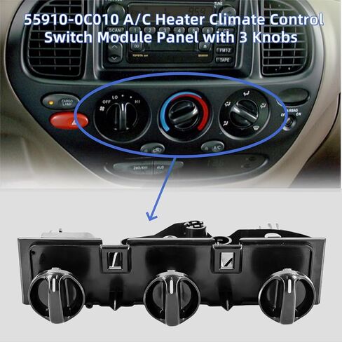 A/C Heater Climate Control Switch Module Panel with 3 Knobs Compatible with Toyota Tundra 2000-2006 3.4L 4.0L V6/ 4.7L V8 Replace 55910-0C010 55905-0C010 in Saudi Arabia