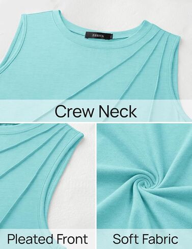 Zesica للسيدات الصيفية مطوية Tank Top Ocleveless Crewneck Business قمصان فضفاضة غير رسمية 2025 ملابس أزياء ملابس الملابس in Saudi Arabia