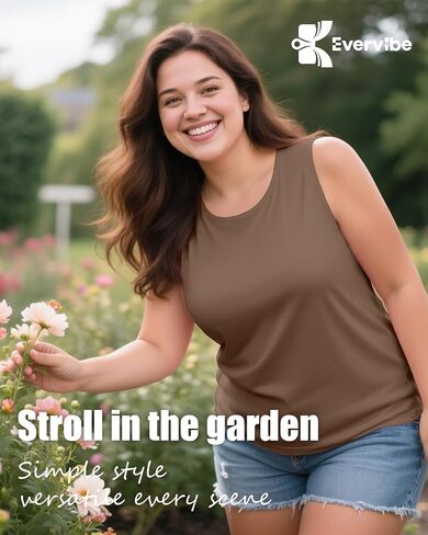 4 Pack Women's Cotton Plus Size Tank Tops, Scoop Neck Sleeveless Shirts Casual Summer Ladies Basic T-Shirts Tee in Saudi Arabia
