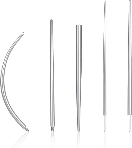 5pcs تفتق الفولاذ المقاوم للصدأ ، 14g 16g 18g 20g دبوس إدخال بلا خيط ، ودفع في أدوات مساعد مجموعة ثقب الجسم ، وأداة قضيب في القرط المسطح للنساء الأذن ، والأنف ، والسرة in Saudi Arabia
