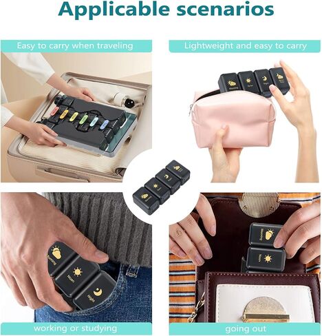 Weekly Pill Organizer 7 Day 4 Times a Day， Large Pill Box Organizer with Drawer Designed， Daily Pill Organizer to Hold Medicine, Medication, Vitamins and Fish Oils (Black) in Kuwait