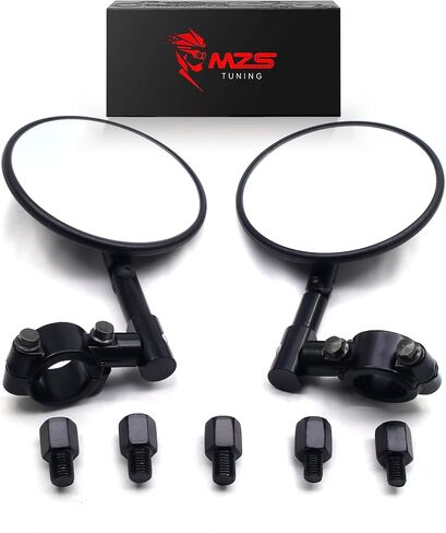 MZS Motorcycle Handlebar Mirrors, Foldable Bar End Mirror M8 Thread with 7/8 Handlebars Mount Fit for Motorbike Street Dirt Electric Bike E-bike Adventure Scooter ATV Quad in Saudi Arabia