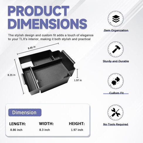 Center Console Organizer Tray Compatible with 2025 2024 2023 2022 2021 Acura TLX Accessories, Armrest Storage Box For TLX Cover Glove Divider Middle Console Organizer in Saudi Arabia