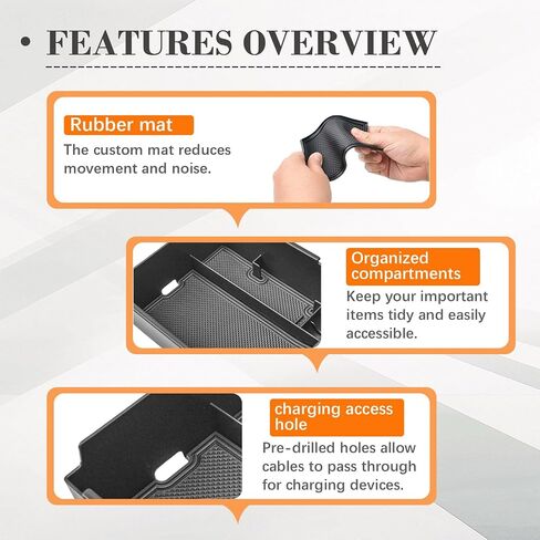 Tacobro Center Center Console Tracher For Kia K4 2025 - ملحق مربع تخزين مسند الذراعين المخصصين ، مواد ABS متينة ، ملحقات داخلية سهلة التثبيت in Saudi Arabia