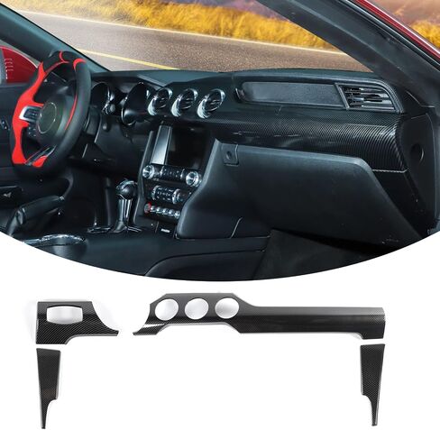 RT-TCZ Carbon Fiber Center Console Dashboard Panel Trim Cover Kit Meter Frame Interior Decoration Accessories for Ford Mustang 2015-2022 in Saudi Arabia