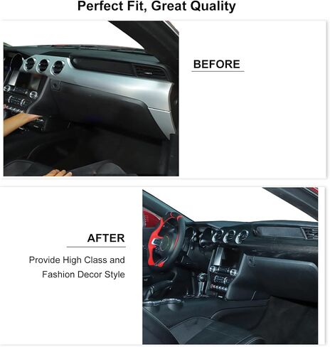 RT-TCZ Carbon Fiber Center Console Dashboard Panel Trim Cover Kit Meter Frame Interior Decoration Accessories for Ford Mustang 2015-2022 in Saudi Arabia