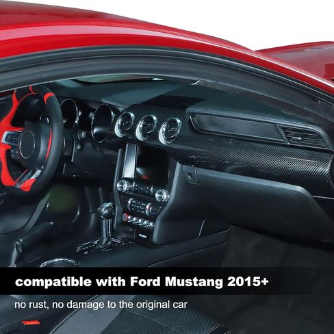 RT-TCZ Carbon Fiber Center Console Dashboard Panel Trim Cover Kit Meter Frame Interior Decoration Accessories for Ford Mustang 2015-2022 in Saudi Arabia