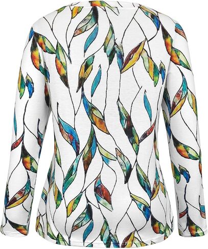 JomeDesign Womens Tops Long Sleeve Shirts Round Neck Loose Casual Blouses Floral Print Tshirts in Kuwait