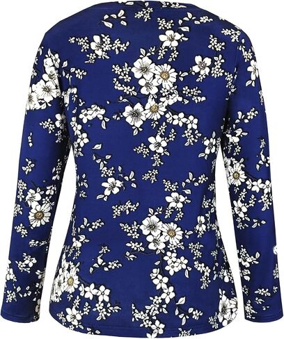 JomeDesign Womens Tops Long Sleeve Shirts Round Neck Loose Casual Blouses Floral Print Tshirts in Kuwait