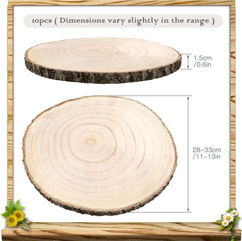 ZOCONE 4 Pcs Large Wood Slices 11-13 Inches Unfinished Rounds, Natural Paulownia Wooden Slices for Centerpieces, Round Wooden Discs Decoration with Bark, Wood Circles for Centerpieces for Painting in Saudi Arabia