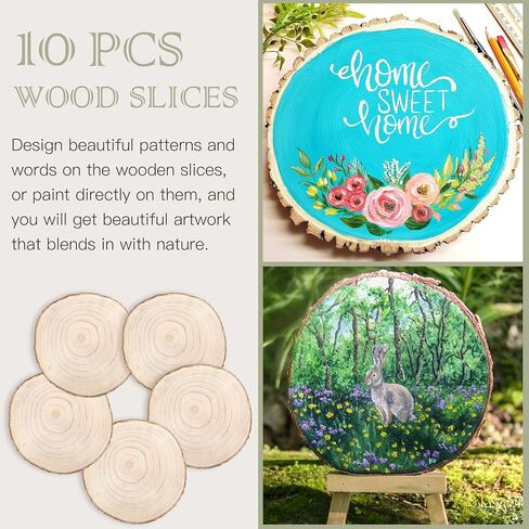 ZOCONE 4 Pcs Large Wood Slices 11-13 Inches Unfinished Rounds, Natural Paulownia Wooden Slices for Centerpieces, Round Wooden Discs Decoration with Bark, Wood Circles for Centerpieces for Painting in Saudi Arabia