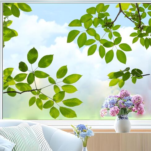 Leaves Vine Window Stickers Hanging Green Plants Window Clings Reusable Spring Summer Botanical Windows Cling Double Sided Anti-Collision Windows Decal Glass Doors Decor, Green Tree Leaf in Kuwait