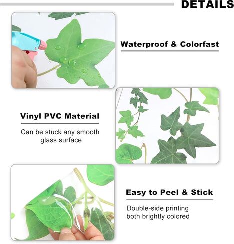 Leaves Vine Window Stickers Hanging Green Plants Window Clings Reusable Spring Summer Botanical Windows Cling Double Sided Anti-Collision Windows Decal Glass Doors Decor, Green Tree Leaf in Kuwait
