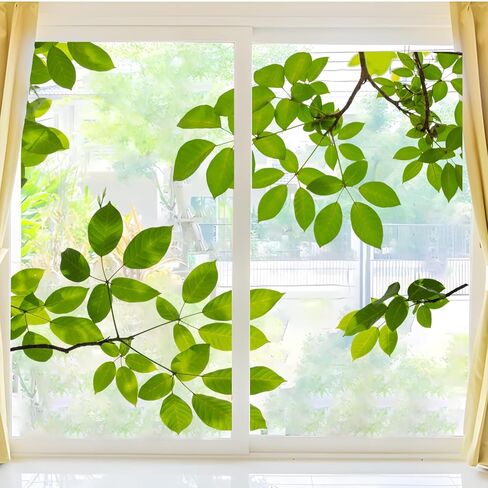 Leaves Vine Window Stickers Hanging Green Plants Window Clings Reusable Spring Summer Botanical Windows Cling Double Sided Anti-Collision Windows Decal Glass Doors Decor, Green Tree Leaf in Kuwait