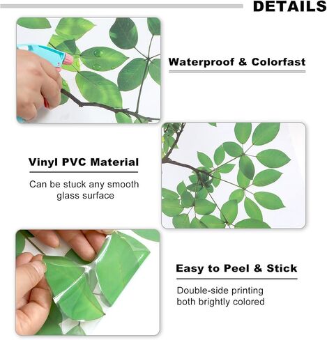 Leaves Vine Window Stickers Hanging Green Plants Window Clings Reusable Spring Summer Botanical Windows Cling Double Sided Anti-Collision Windows Decal Glass Doors Decor, Green Tree Leaf in Kuwait