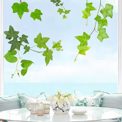 Leaves Vine Window Stickers Hanging Green Plants Window Clings Reusable Spring Summer Botanical Windows Cling Double Sided Anti-Collision Windows Decal Glass Doors Decor, Green Tree Leaf in Kuwait