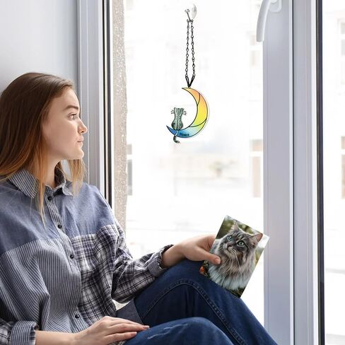 callie Cats Memorial Gifts,Loss of Cat Sympathy Gift, Cat Memorial Rainbow Suncatcher for Windows Hanging, Siamese Cat Decor for Cat Lover in Saudi Arabia