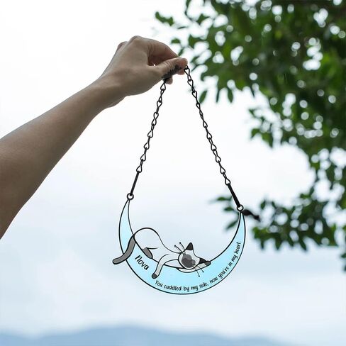 callie Cats Memorial Gifts,Loss of Cat Sympathy Gift, Cat Memorial Rainbow Suncatcher for Windows Hanging, Siamese Cat Decor for Cat Lover in Saudi Arabia