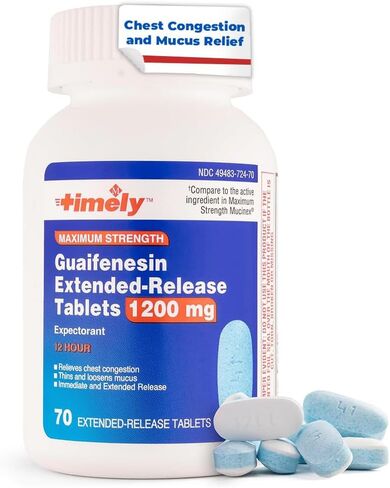 TIME-CAP LABS, INC. Timely Guaifenesin 600 mg Extended Release Mucus Relief 500 Tablets for Chest Congestion and Mucus Relief - Lasts up to 12 Hours in Saudi Arabia