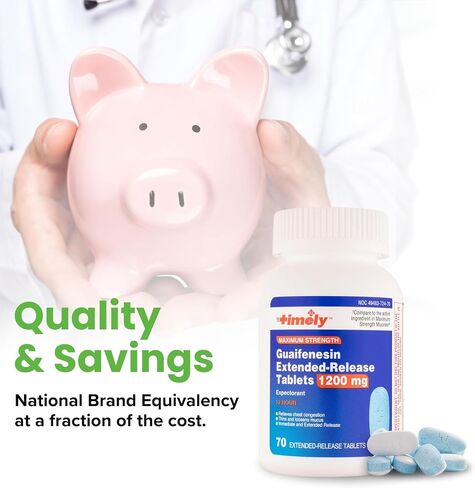 TIME-CAP LABS, INC. Timely Guaifenesin 600 mg Extended Release Mucus Relief 500 Tablets for Chest Congestion and Mucus Relief - Lasts up to 12 Hours in Saudi Arabia