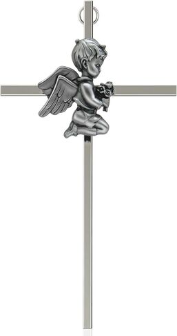 evalote baby wall cross gift for boy-Silver Silver Filding Boy Wall cross for التعميد ، بالتواصل الأول ، أو ديكور حضانة حديثي الولادة (7 بوصات) in Saudi Arabia