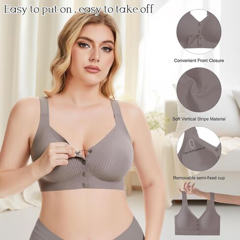 Vinfact Front Closure Bras for Women No Underwire Wireless Bra Seamless Bralettes with Soft Support Mastectomy Bralette in Saudi Arabia
