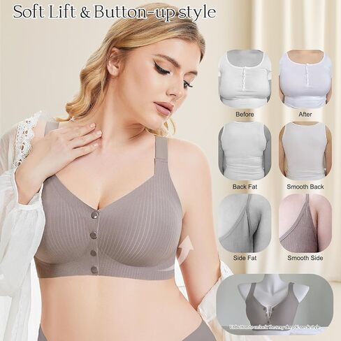 Vinfact Front Closure Bras for Women No Underwire Wireless Bra Seamless Bralettes with Soft Support Mastectomy Bralette in Saudi Arabia