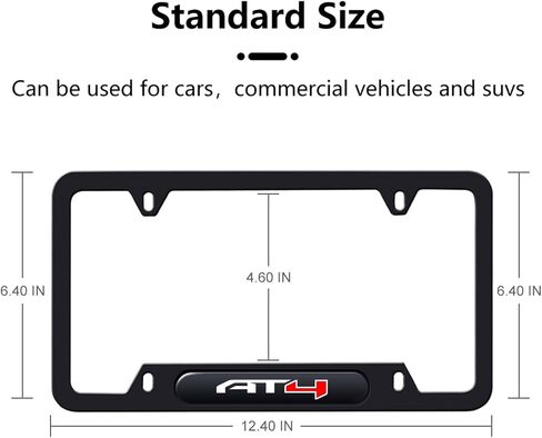 2PCS License Plate Frames Compatible with GMC Sierra Yukon Acadia AT4 Cars, Universal Aluminum Alloy Car License Plate Holders with 4 Holes for AT4 Owners（It Will not Cover The License Plate） in Saudi Arabia