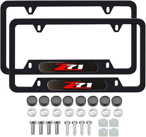 2PCS License Plate Frames Compatible with GMC Sierra Yukon Acadia AT4 Cars, Universal Aluminum Alloy Car License Plate Holders with 4 Holes for AT4 Owners（It Will not Cover The License Plate） in Saudi Arabia