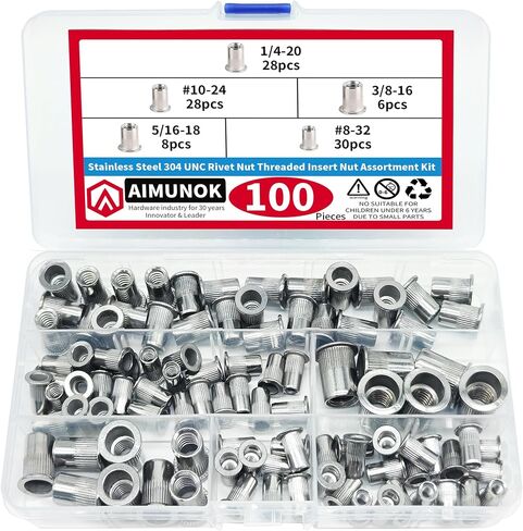 100pcs Rivet Nut Assortment Kit - M3 M4 M5 M6 M8 Durable Carbon Steel, Rust-Resistant, Multi-Size Inserts for Automotive, Furniture, and More in Saudi Arabia