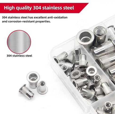 100pcs Rivet Nut Assortment Kit - M3 M4 M5 M6 M8 Durable Carbon Steel, Rust-Resistant, Multi-Size Inserts for Automotive, Furniture, and More in Saudi Arabia