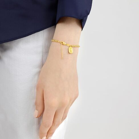 CHOW SANG SANG Cultural Blessings 999.9 24K Solid Gold Price-by-Weight 8.6g Gold Beaded Ruyi Blessing Bracelet for Women 93799B | 7 Inches, (18 CM) in Saudi Arabia
