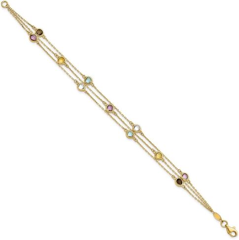 هدية عيد الأم 14 كيلو أصفر الذهب متعدد الأحجار الكريمة 3-strand سوار 7.5in للنساء 7.5 "" ، AFJ-QG-XF790-7.5-PK in Saudi Arabia