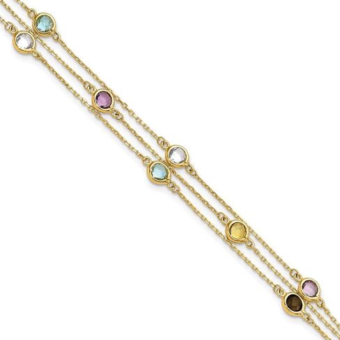 هدية عيد الأم 14 كيلو أصفر الذهب متعدد الأحجار الكريمة 3-strand سوار 7.5in للنساء 7.5 "" ، AFJ-QG-XF790-7.5-PK in Saudi Arabia