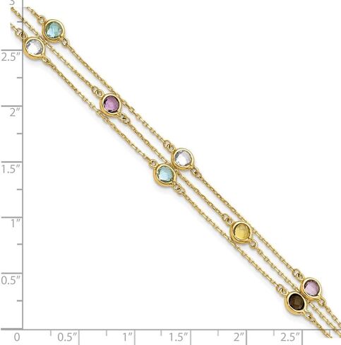 هدية عيد الأم 14 كيلو أصفر الذهب متعدد الأحجار الكريمة 3-strand سوار 7.5in للنساء 7.5 "" ، AFJ-QG-XF790-7.5-PK in Saudi Arabia