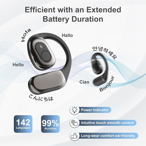 AI OWS Language Translator Earbuds,Real-Time 3-in-1 Translation Earbuds Supporting 150 Languages and Accents,Translation Device with APP for Learning Travel and Business in Kuwait