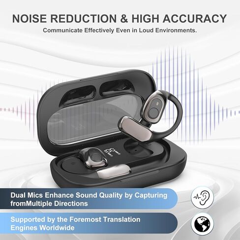 AI OWS Language Translator Earbuds,Real-Time 3-in-1 Translation Earbuds Supporting 150 Languages and Accents,Translation Device with APP for Learning Travel and Business in Kuwait