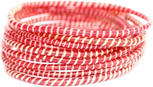 10 Red and White Recycled Flip Flop Bracelets Hand Made in Africa in Saudi Arabia