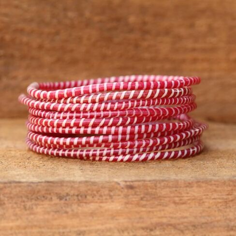 10 Red and White Recycled Flip Flop Bracelets Hand Made in Africa in Saudi Arabia