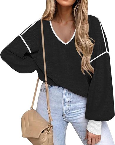 سترات Etcyy للسيدات Fall Fashion 2025 Long Sleeve v الرقبة مضلعة الضيق قمم السترة المسحبة in Saudi Arabia