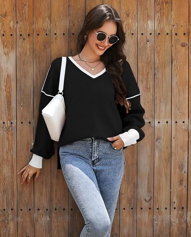 سترات Etcyy للسيدات Fall Fashion 2025 Long Sleeve v الرقبة مضلعة الضيق قمم السترة المسحبة in Saudi Arabia