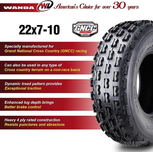 Wanda (2) Sport GNCC Racing Tires 22x7-10 FIT لـ Yamaha Raptor 700 Warrior 350x Front in Kuwait