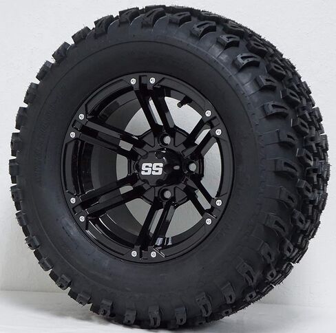12 "Terminator Gloss Black Golf Cart Wheels و 23 × 10.5-12 جميع إطارات العربة الجولف التضاريس - مجموعة من 4 in Saudi Arabia